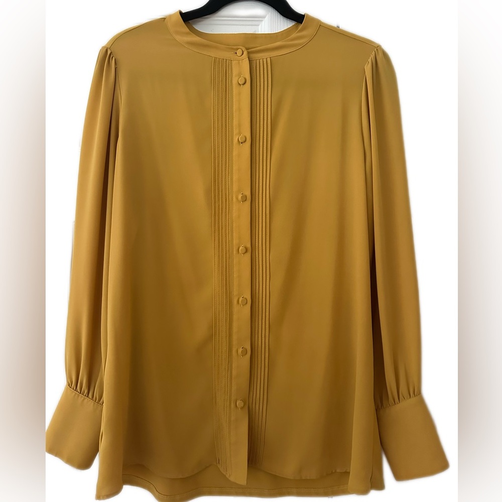 Ann Taylor Mustard Button-Down Blouse
